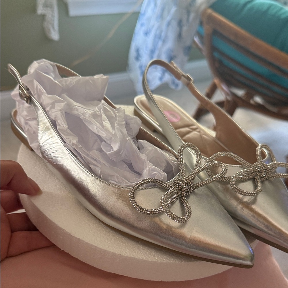 Bcbgeneration Silver Slingback Heels - image 1